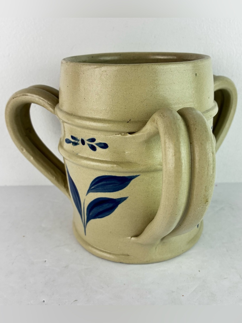 Williamsburg Pottery 1993 3-Handle Salt Glazed Loving Cup Stein